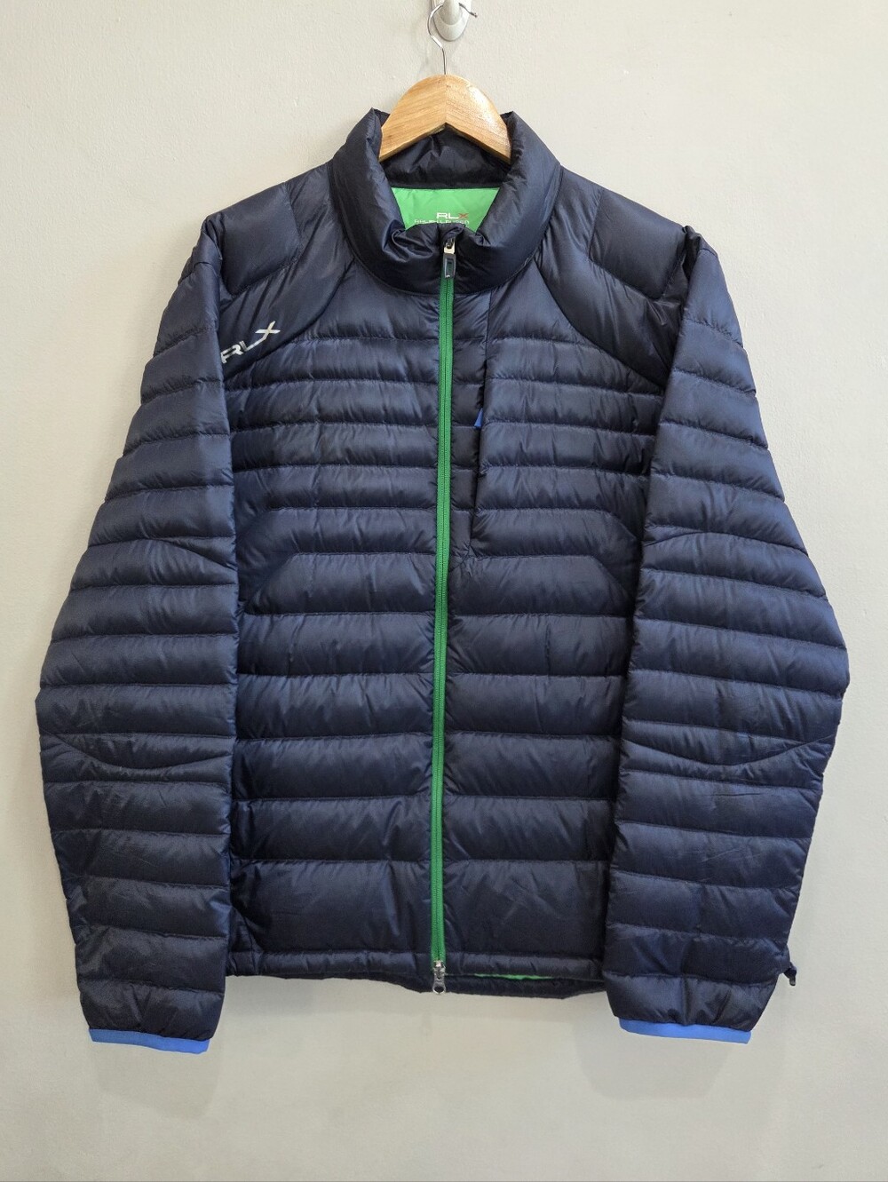 RLX Ralph Lauren Down Puffer Jacket Navy Blue Packable Lightweight Golf Size XXL